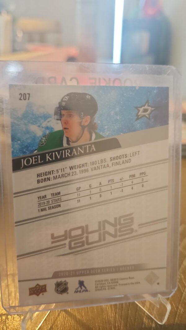 2020-21 NHL Upper Deck Young Guns #207 Joel Kiviranta Rookie RC Dallas Stars - Image 2