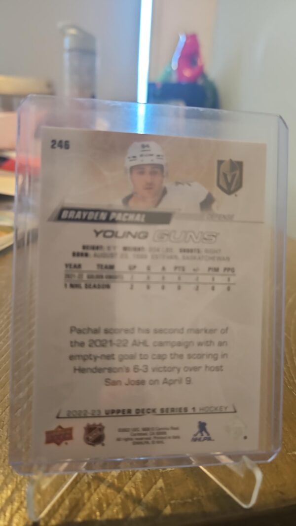 2022-23 NHL Upper Deck Young Guns Brayden Pachal #246 Vegas Golden Knights - Image 2