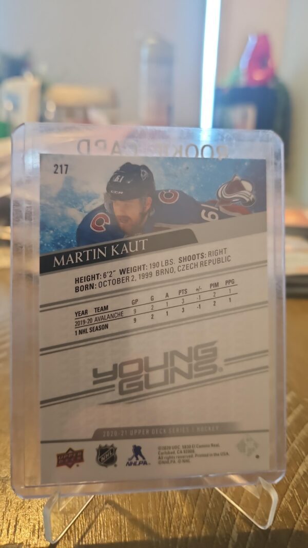 2020-21 Upper Deck Series 1 Young Guns YG Martin Kaut RC Card# 217 - Image 2