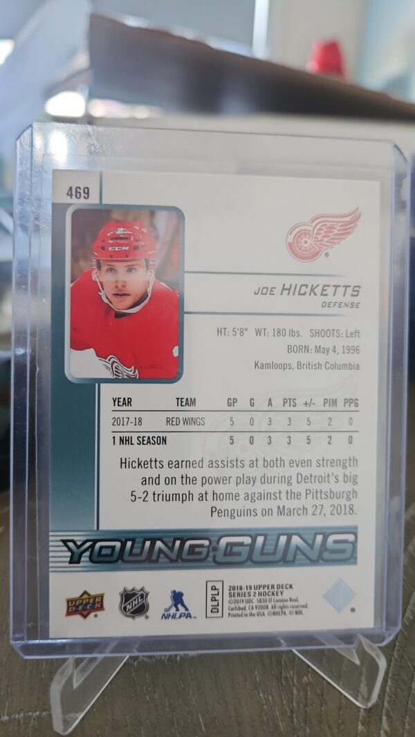 2018-19 Upper Deck Series 2 Young Guns YG Joe Hicketts RC Card# 469 - Image 2