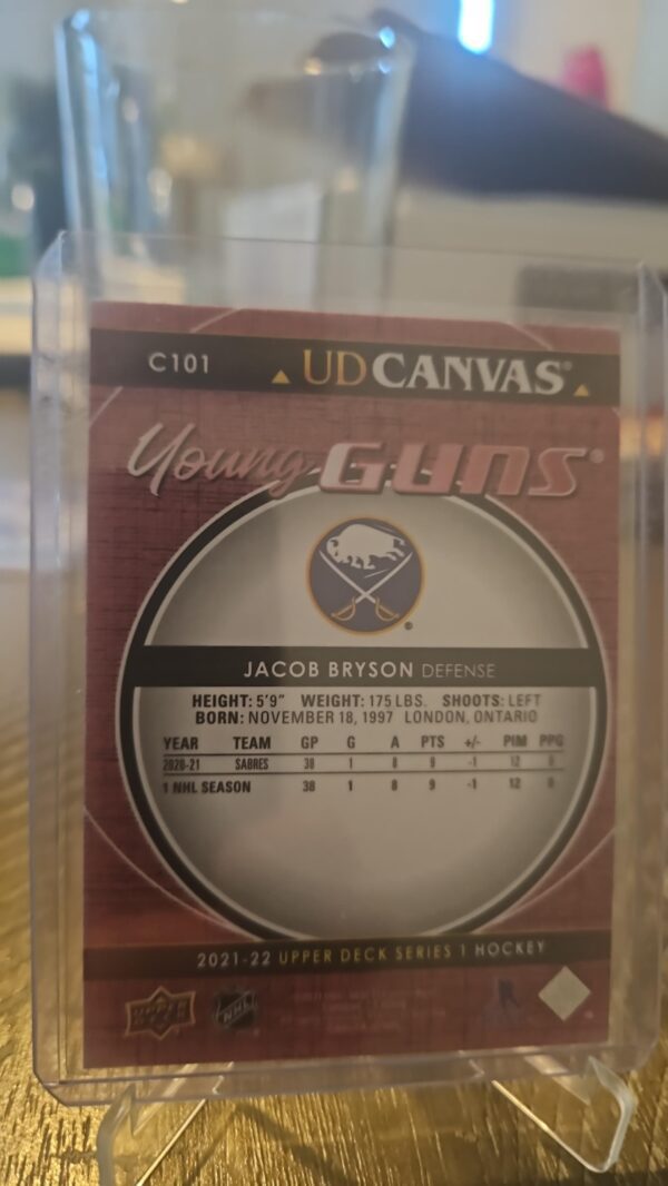 2021-22 Upper Deck Young Guns Canvas Jacob Bryson #C101 Sabres RC - Image 2