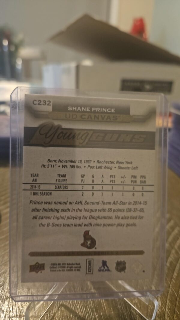 Shane Prince - 2015-16 Upper Deck Series 2 Young Guns Canvas Rookie #C232 - Image 2