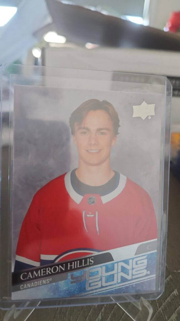 Cameron Hillis 2020-21 Upper Deck Extended Series Young Guns #705 rookie card, a prized collectible for Montreal Canadiens fans.