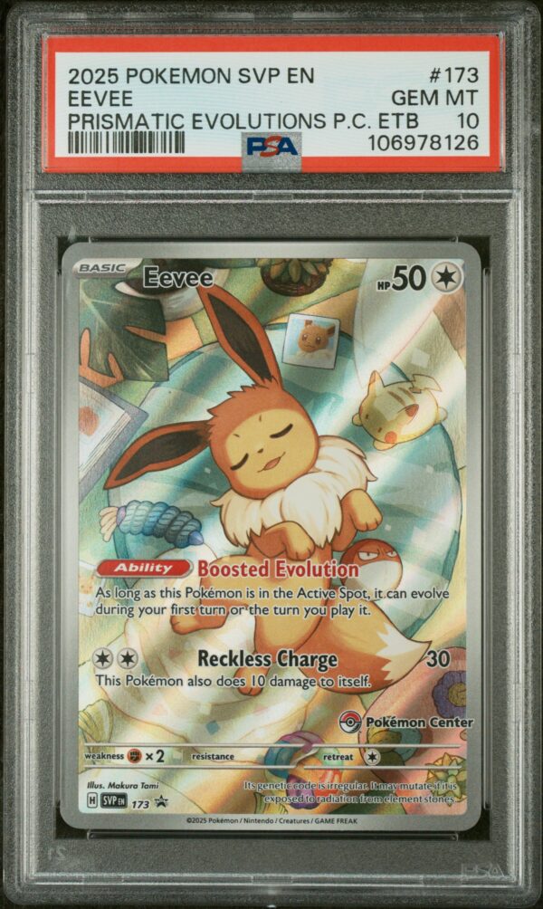 2025 POKEMON SVP EN-SV POKEMON CENTER ETB BLACK STAR PROMO #173 EEVEE PSA 10