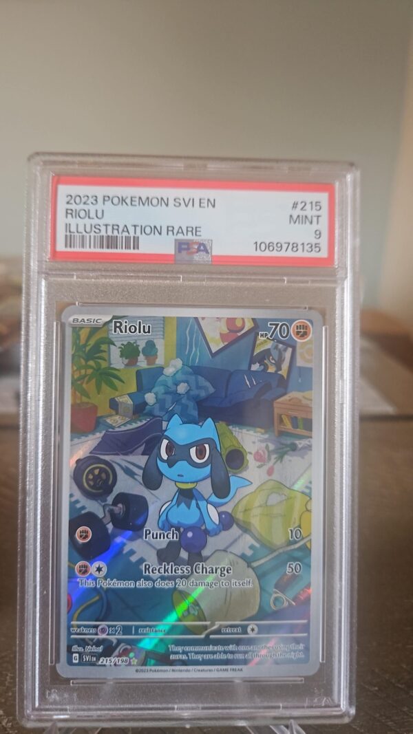 2023 POKEMON SCARLET VIOLET EN RIOLU ILLUSTRATION RARE #215/198 PSA 9