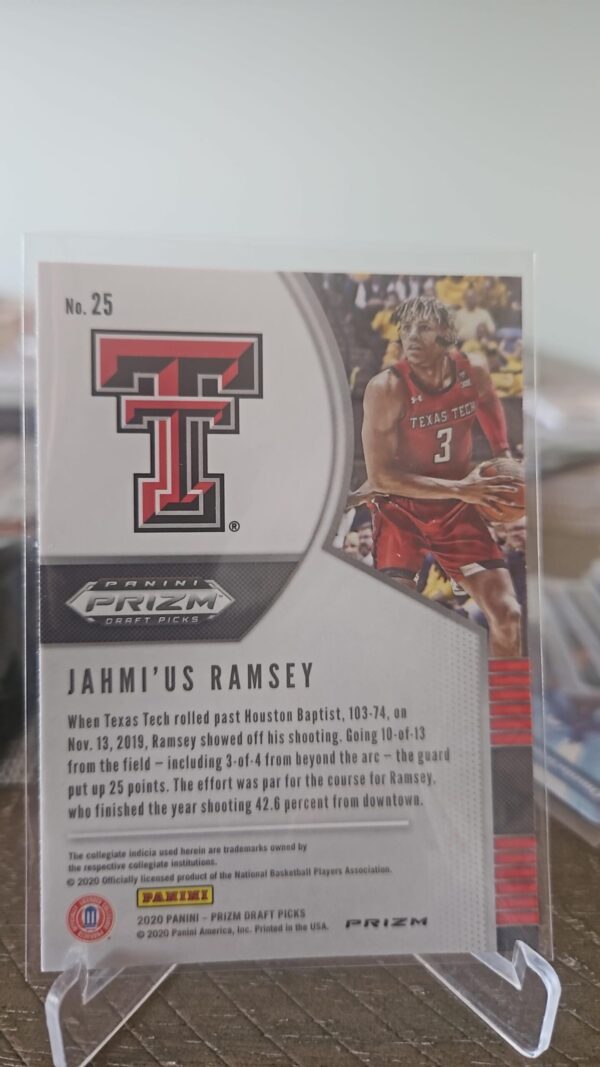 Jahmius Ramsey 2020-21 Panini Prizm Draft Picks Green Prizm #25 Kings Texas Tech - Image 2
