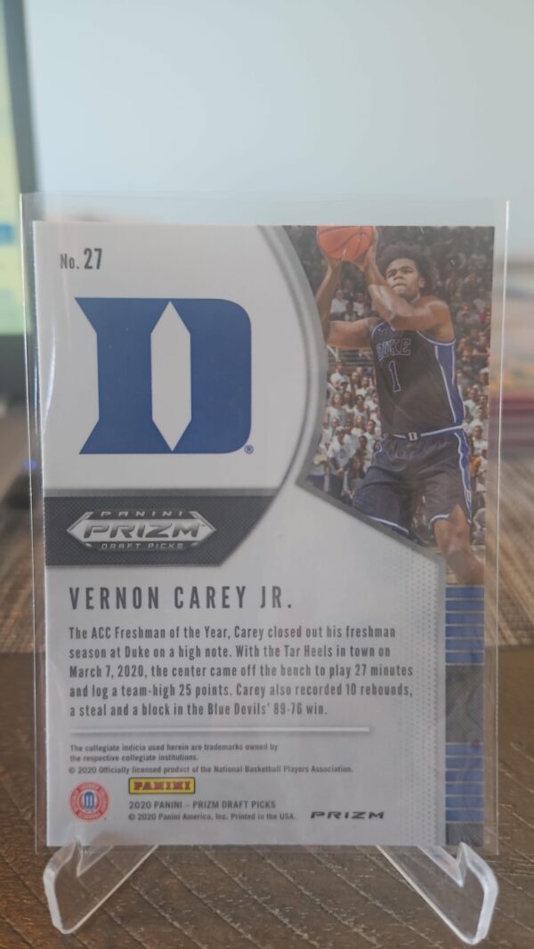 2020-21 Panini Prizm Draft Picks Vernon Carey Jr. Green Prizm Rookie #27 RC - Image 2