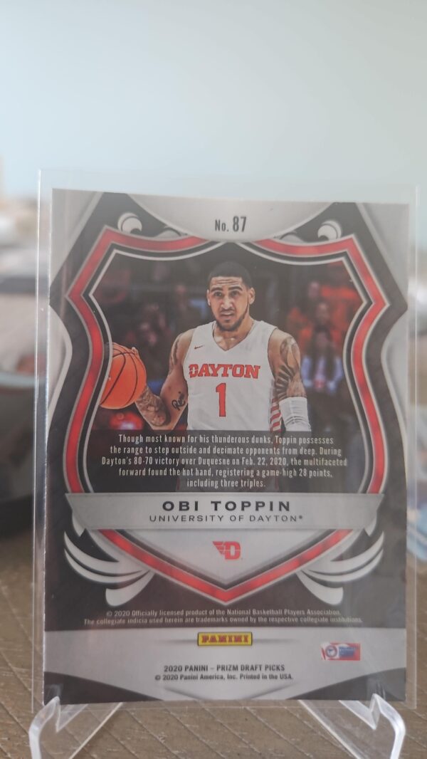 2020-21 PRIZM DRAFT OBI TOPPIN ROOKIE CRUSADE RC #87 DAYTON FLYERS - Image 2