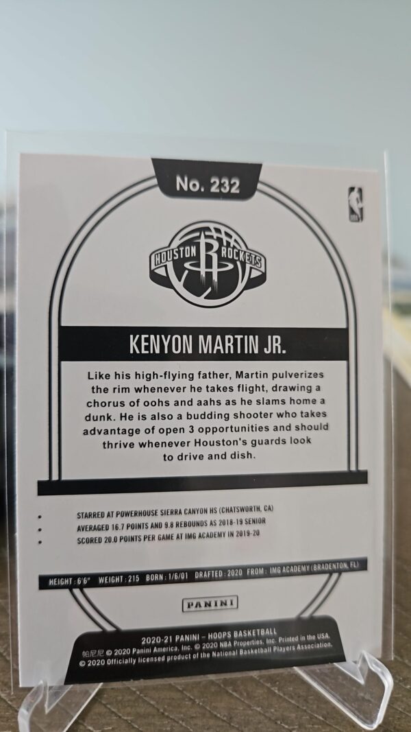 Kenyon Martin Jr RC 2020-21 Panini NBA Hoops Houston Rockets Rookie #232 - Image 2