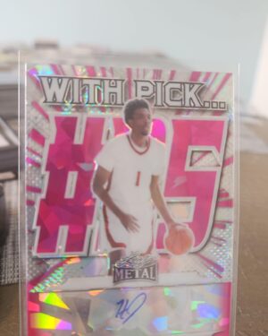 2021-22 Leaf Metal With Pick #35 Herbert Jones Pink Wave Auto rookie card, serial numbered /15, on-card autograph, premium basketball collectible