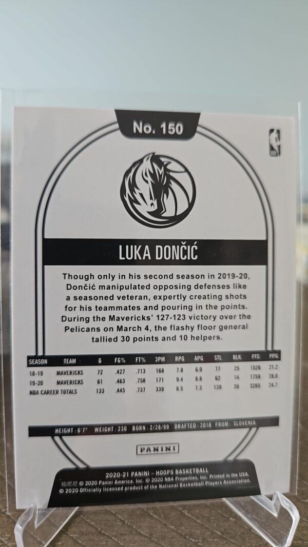 2020-21 Panini NBA Hoops Blue Luka Doncic #150 - Image 2