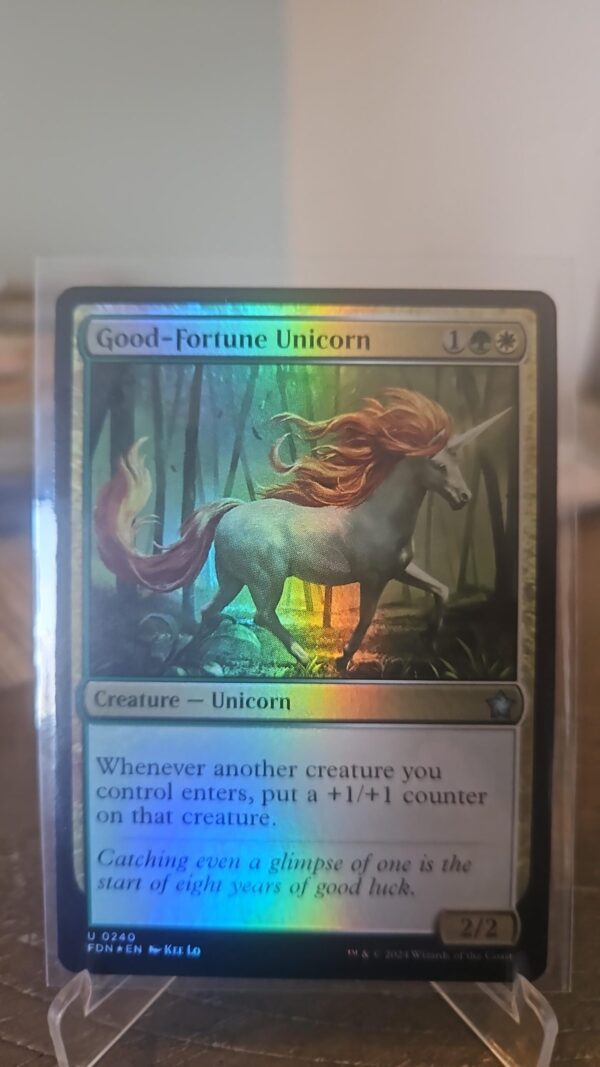 NM Foil Good-Fortune Unicorn, MTG, Foundations, Magic the Gathering, 240