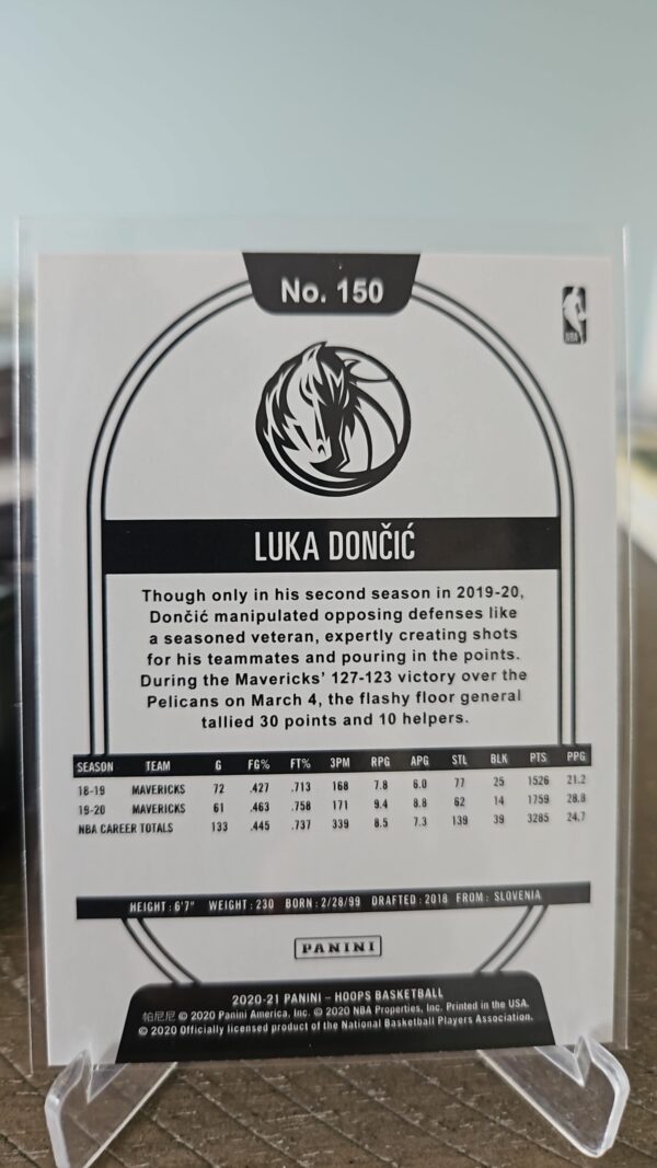 2020-21 Panini NBA Hoops Purple Base Luka Doncic #150 DALLAS Mavericks Lakers - Image 2