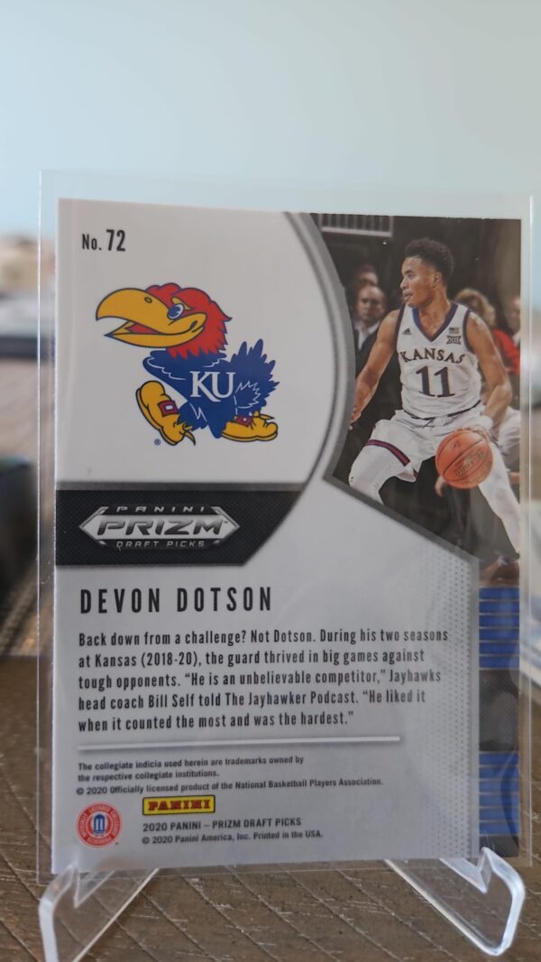 2020-21 Panini Prizm Draft Picks #72 Devon Dotson Rc - Image 2