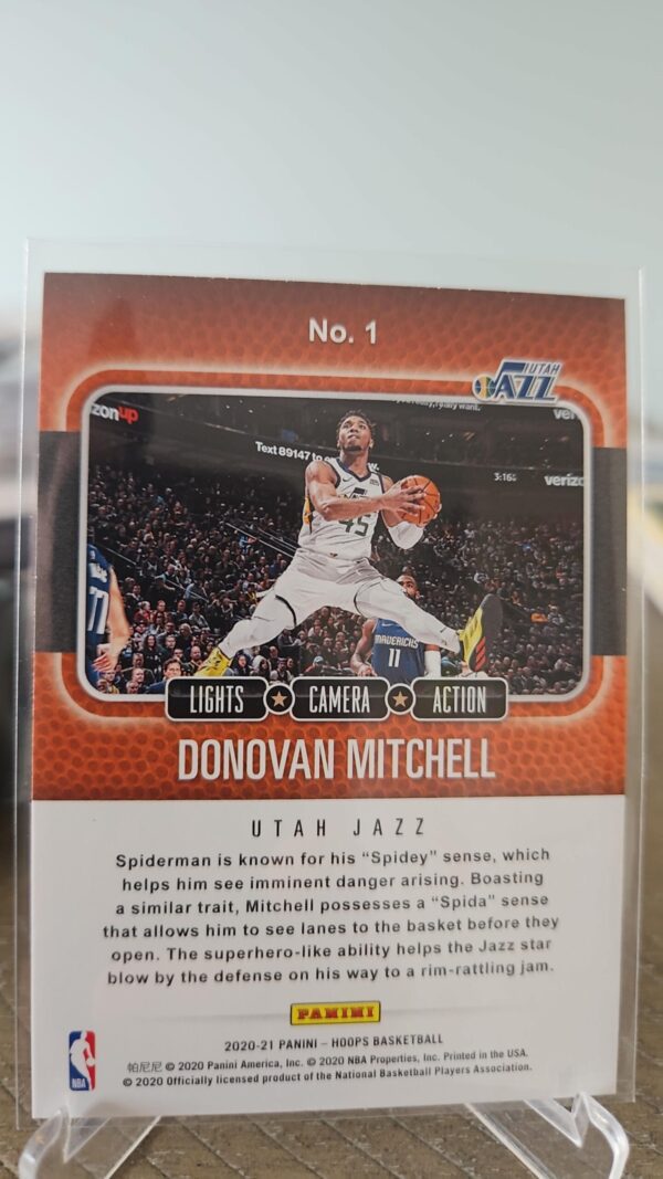 2020-21 Hoops Lights Camera Action Donovan Mitchell Utah Jazz #1 - Image 2