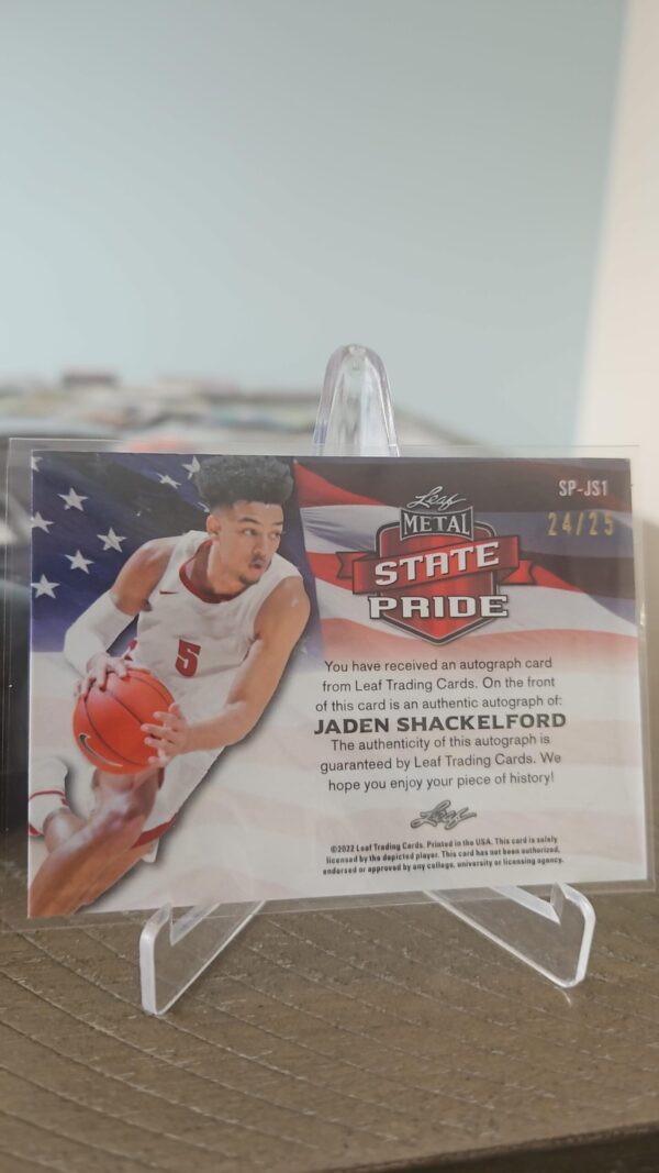 2021-22 Leaf Metal State Pride Blue Wave /25 Jaden Shackelford #SP-JS1 Auto - Image 2