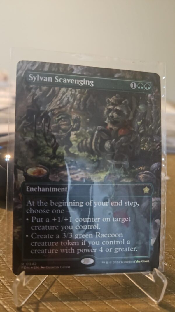 NM Foil Borderless Sylvan Scavenging, MTG, Foundations, Magic the Gathering, 342