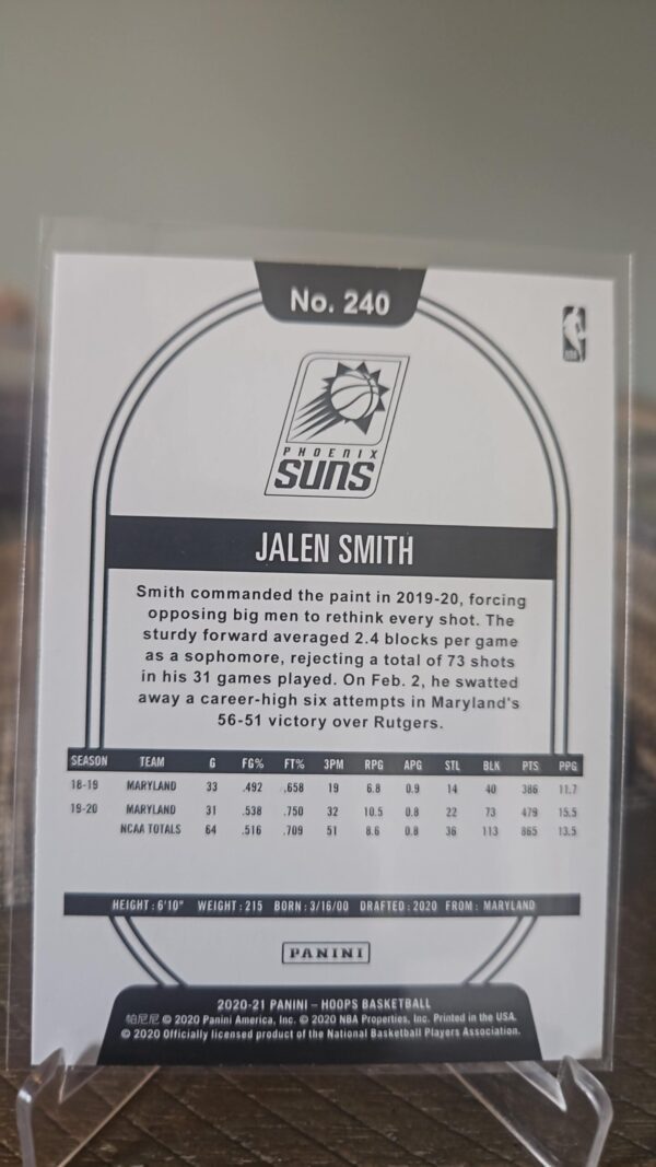 Jalen Smith RC 2020-21 Panini NBA Hoops Base Rookie Card #240 Phoenix Suns - Image 2