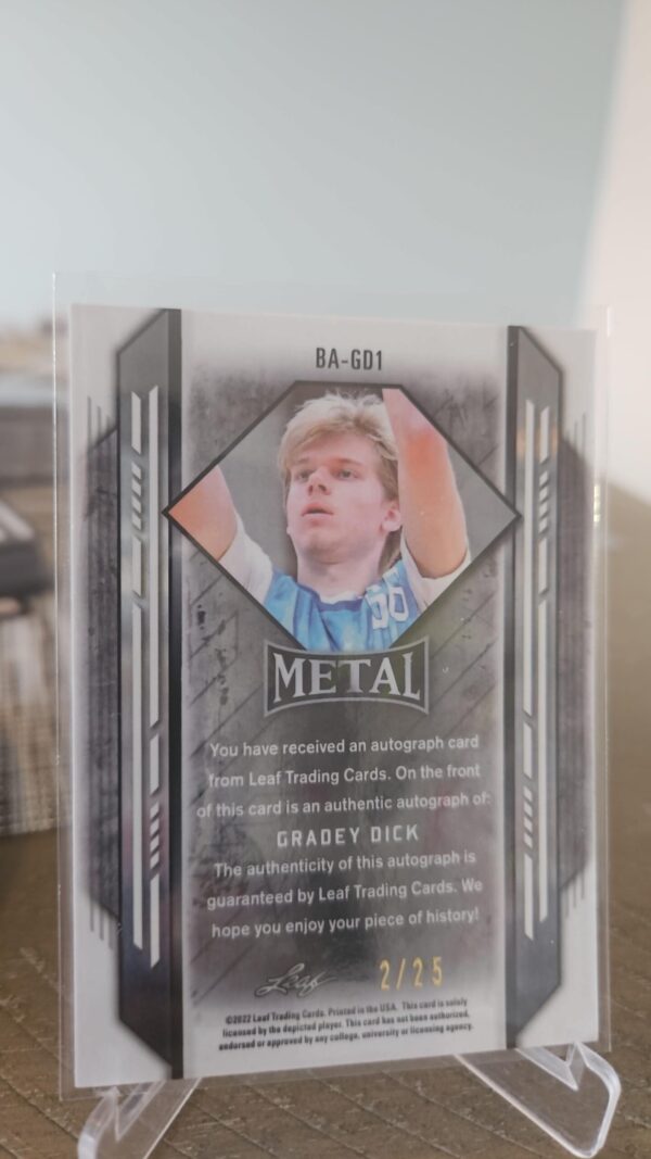2021-22 Leaf Metal auto - Purple Rainbow #BA-GD1 Gradey Dick /25 - Image 2