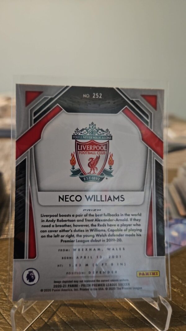 2020-21 Panini Prizm Premier League Retail Pink Ice Neco Williams #252 Rookie RC - Image 2