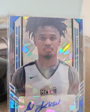 2021-22 Leaf Metal Ian Jackson Blue Crystals Auto rookie card #PA-IJ1, serial numbered /25, bold on-card autograph, basketball collectible