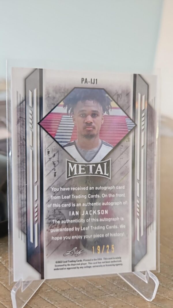 2021-22 Leaf Metal IAN JACKSON Blue Crysrtals AUTO RC Rookie /25 #Pa-ij1 - Image 2