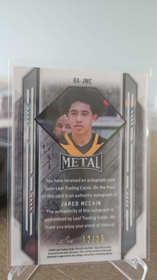 2021-22 Leaf Metal - blue Wave #BA-JMC Jared McCain /25 - Image 2