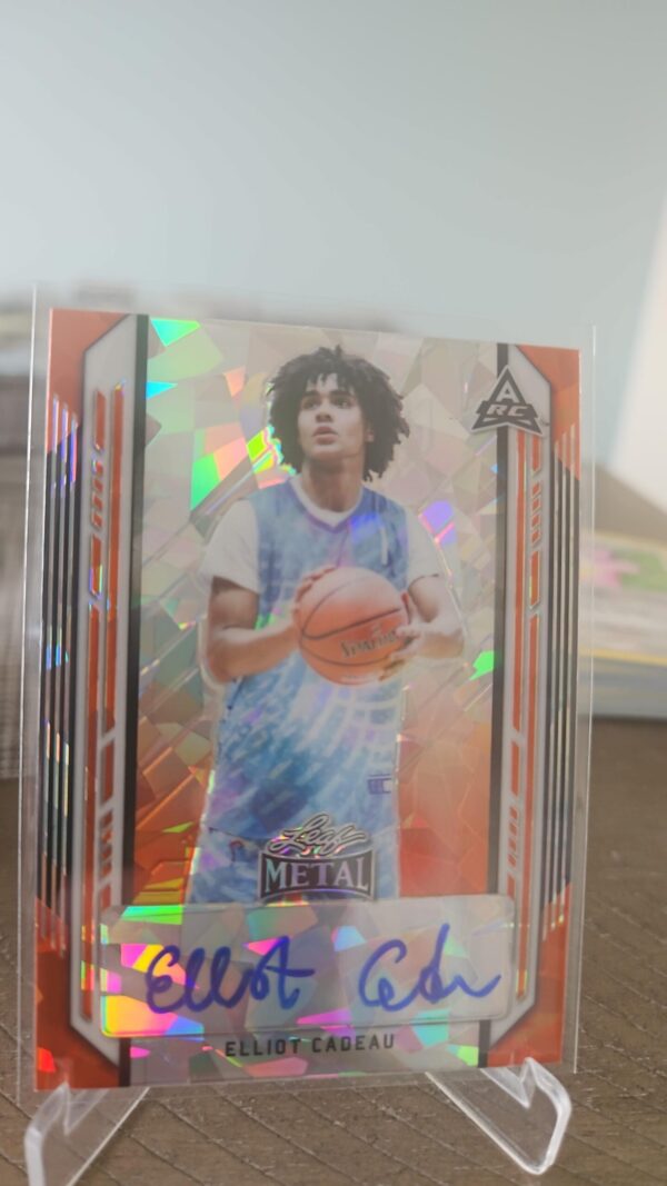 2021-22 Leaf Metal Orange Crystals Auto /4 Elliot Cadeau #BA-EC1 Rookie Autograph