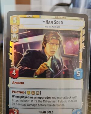Star Wars Unlimited Han Solo: Has His Moments #701 foil trading card from Jump to Lightspeed, iconic Star Wars character, premium foil collectible