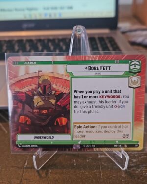 boba fett, hyperspace, shadows of the galaxy, star wars unlimited, card 287, near mint