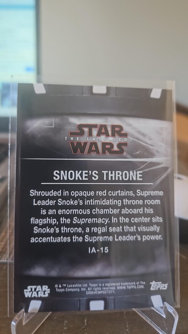 2018 Topps Star Wars The Last Jedi Series 2 Items & Artifacts snokes throne #1a-15 - Image 2
