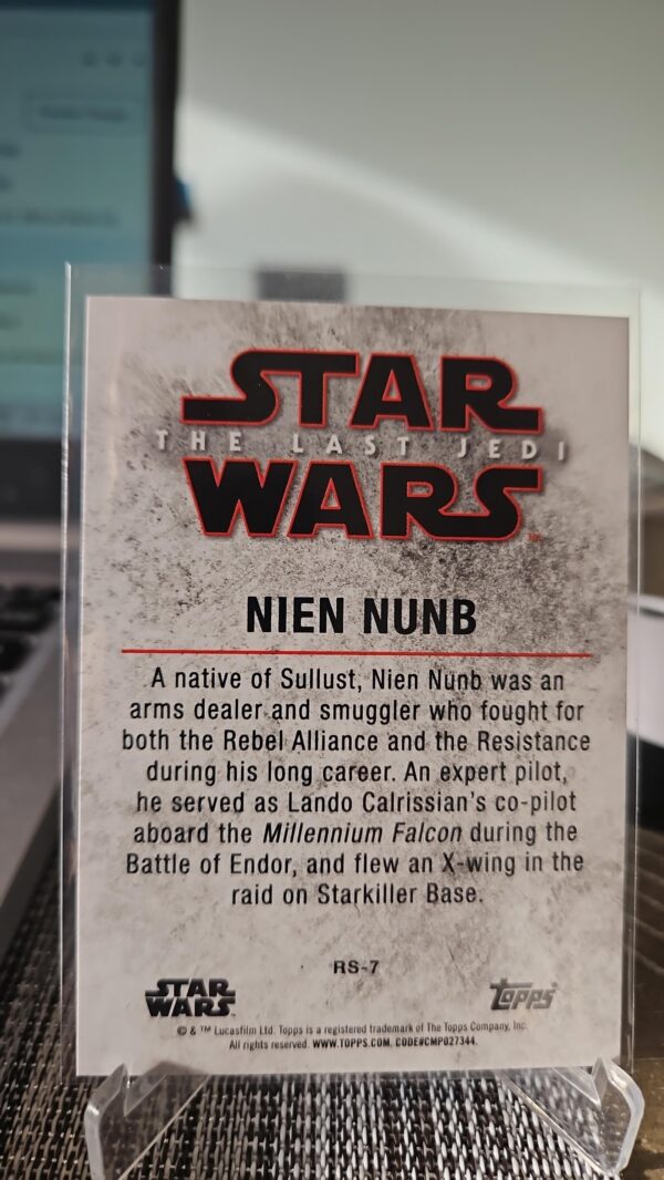 2018 Star Wars: The Last Jedi Series II Leaders of Resistance Nien Nunb #rs-7 - Image 2