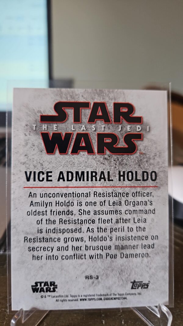 2018 Topps Star Wars: The Last Jedi Series II leaders of the resistance Vice Admiral Holdo #RS-3 - Image 2