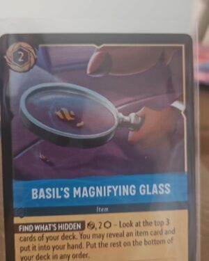 basil’s magnifying glass, 166/204, rare, cold foil, shimmering skies, disney lorcana