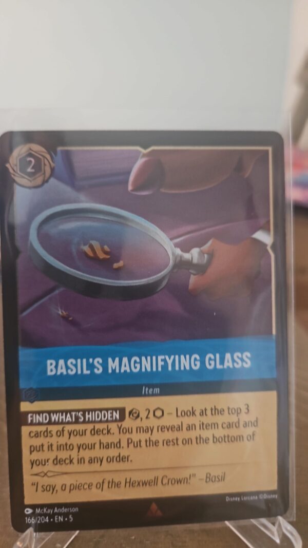 Disney Lorcana TCG Basil's Magnifying Glass Rare cold FOIL 166/204 Shimmering Skies