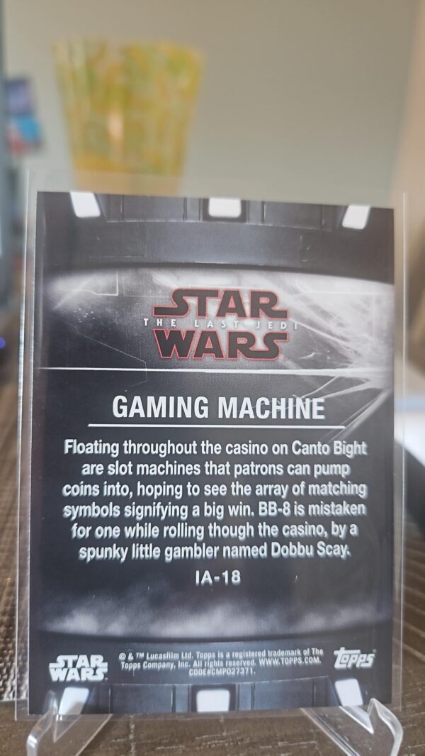 Gaming Machine - 2018 The Last Jedi Series 2 Artifacts Insert Card # IA-18 - Image 2
