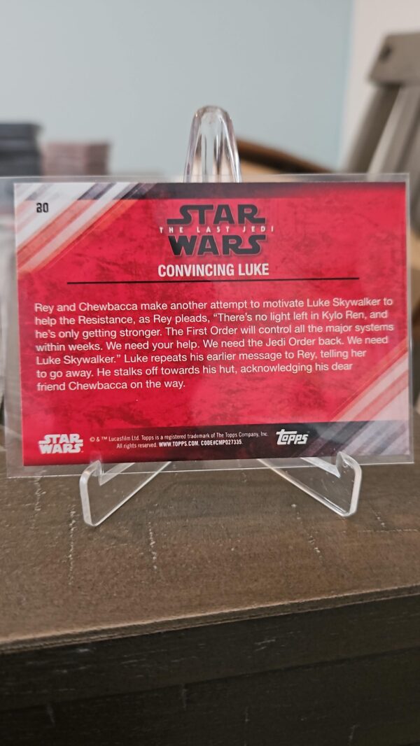 2018 Topps Star Wars: The Last Jedi Series II Chewbacca Rey Convincing Luke Base card #20 - Image 2