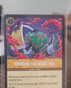 Close-up of Painting the Roses Red Common Cold Foil card #30 from the 2023 Rise of the Floodborn set in Disney Lorcana TCG