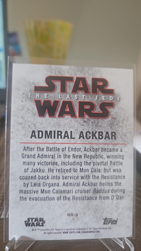 Topps Star Wars The Last Jedi series 2 leaders of the resistance admiral ackbar rs-5 - Image 2