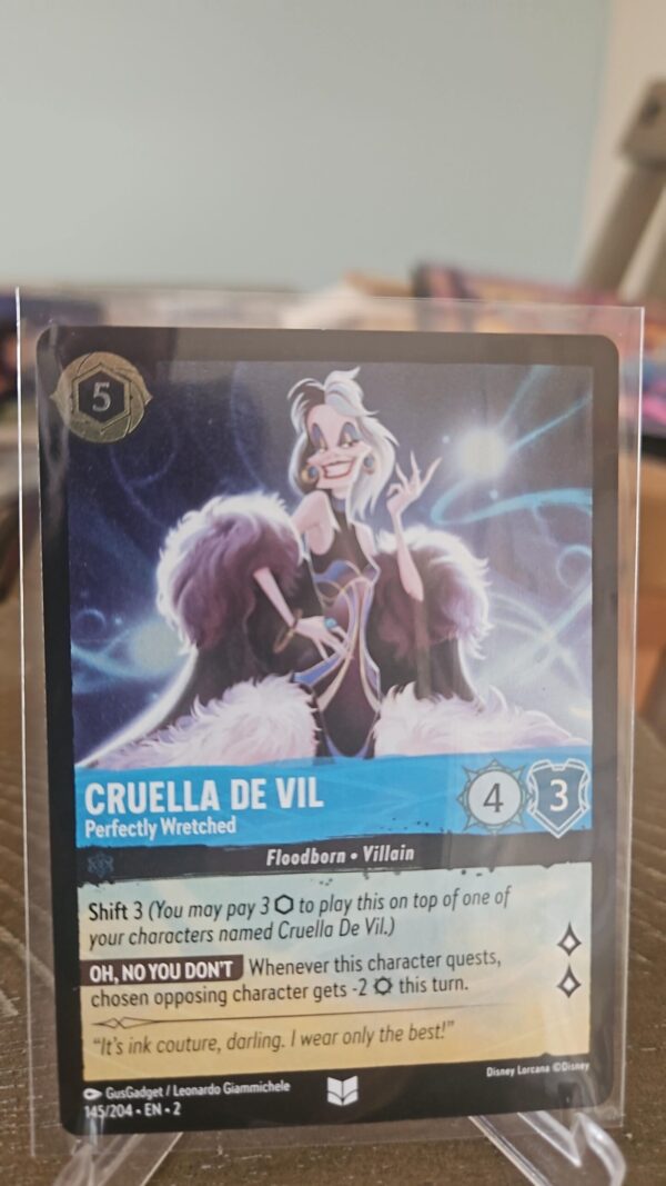 Disney Lorcana Cruella De Vil Perfectly Wretched 145/204 Cold Foil Floodborn