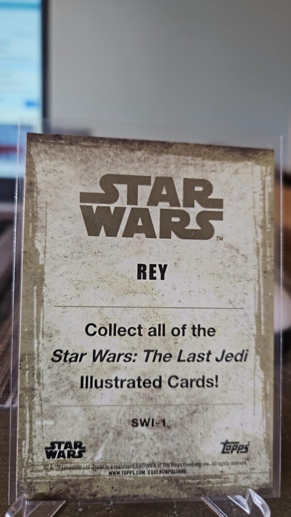 2017 Topps Star Wars: The Last Jedi Illustrated Rey #SWI-1 Insert Card - Image 2