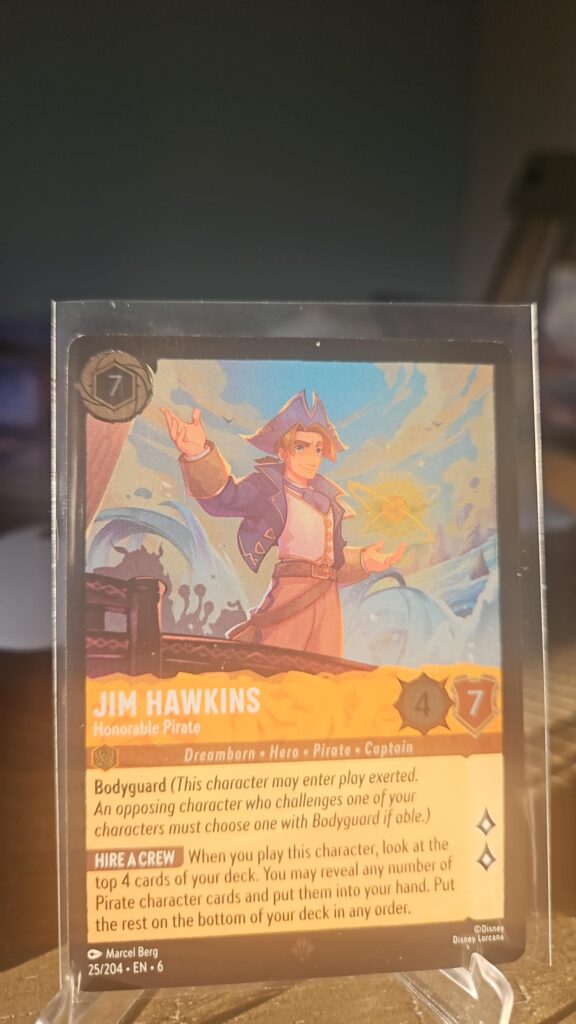 Disney Lorcana Jim Hawkins Honorable Pirate 25/204 Azurite Sea super rare cold foil card