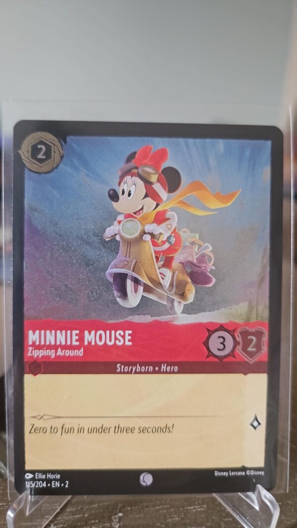 Disney Lorcana Minnie Mouse Zipping Around 115/204 Cold Foil Rise Of Floodborn