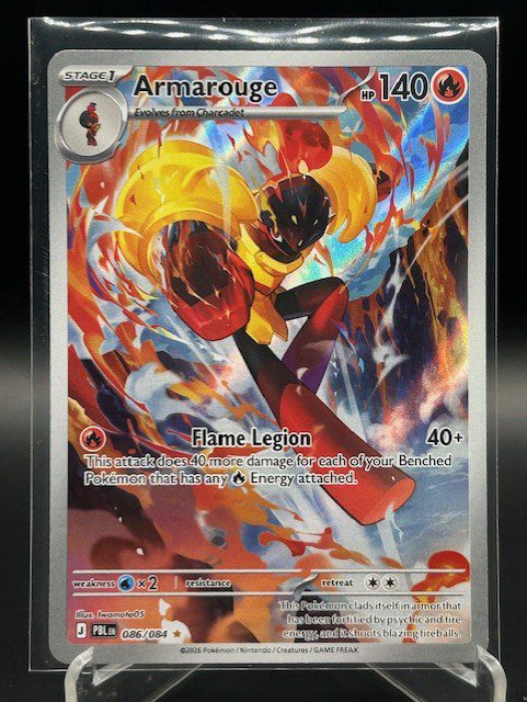 Front view of Pokémon TCG Armarouge Illustration Rare card number 086/084 from Pitch Black set