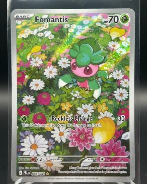 Front view of Pokémon TCG Fomantis Illustration Rare full art card number 085/084 from Pitch Black set