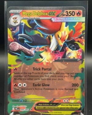 Front view of Pokémon TCG Mega Delphox ex Double Rare Holo card number 008/084 from Pitch Black set