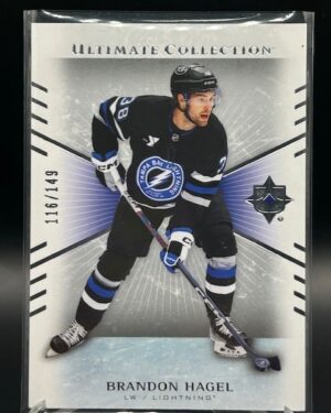Front view of 2025-26 Upper Deck Ultimate Collection Brandon Hagel veteran base hockey card number 20 numbered /149