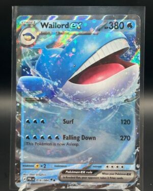 Front view of Pokémon TCG Wailord ex Double Rare Holo card number 016/084 from Pitch Black set