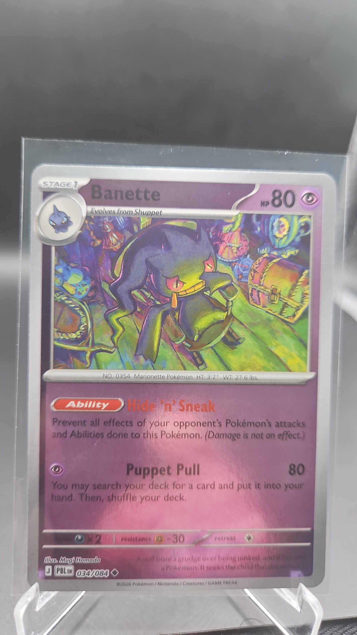 Banette 034/084 Reverse Holo Pokémon card from Pitch Black ME05 in Near Mint condition.