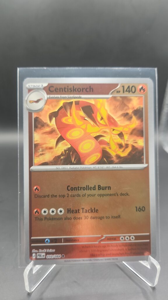 Centiskorch 010/084 Reverse Holo Pokémon card from the Mega Evolution Era Pitch Black ME05 set in Near Mint condition.